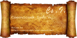 Csernicsek Iván névjegykártya